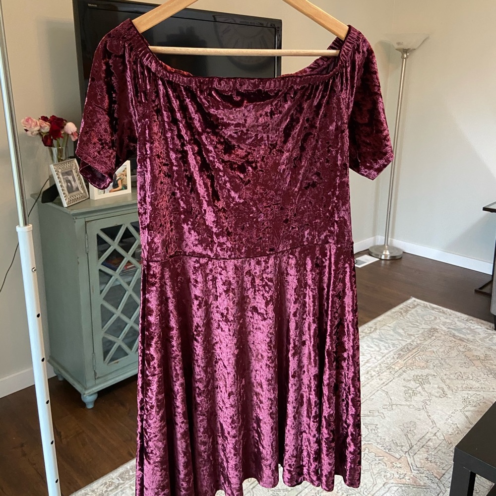 Off the shoulder skater velvet dress